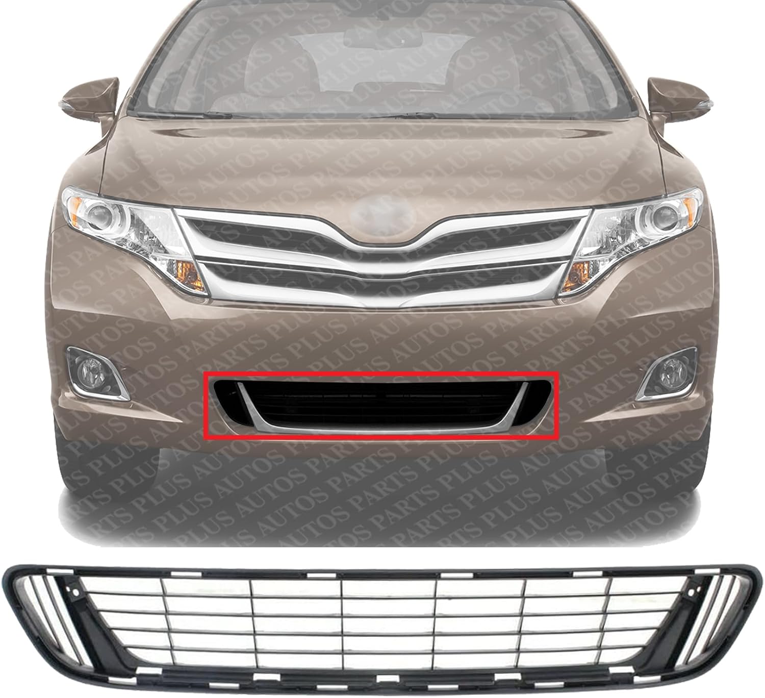 Front Bumper Grille Primed Plastic Direct Replacement Compatible With 2013-2016 Toyota Venza TO1036137 531120T021