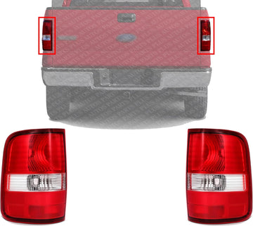 Set Of 2 Tail Light Lens And Housing Left Driver & Right Passenger Side Direct Replacement Compatible With 2004-2006 Ford F-150 FO2801182 FO2800182 5L3Z13404CA 6L3Z13404BA
