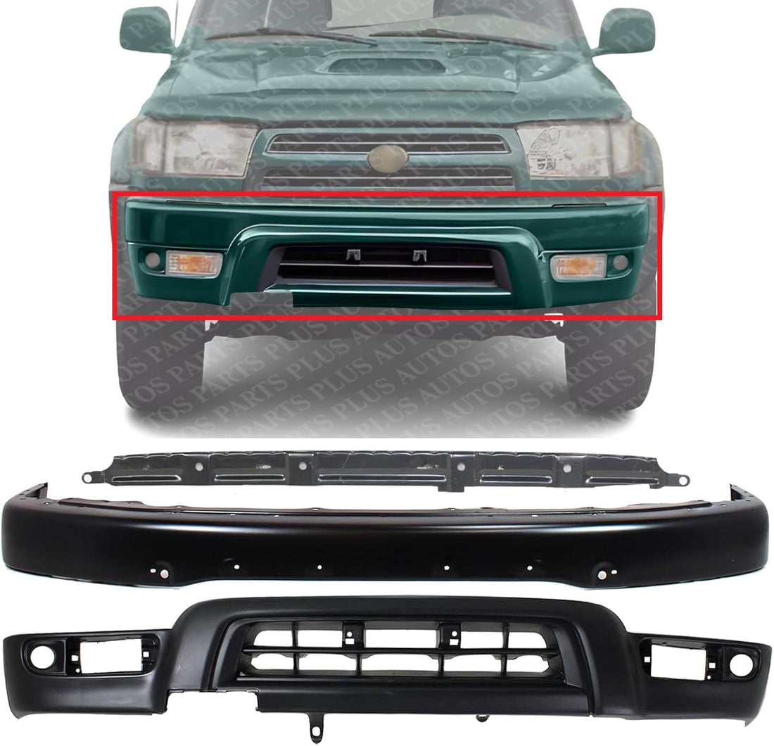 Front Bumper Steel + Lower Valance Primed + Retainer Support Direct Replacement Compatible With 1999-2002 Toyota 4Runner TO1002166 TO1095181 TO1041101 5210135927 5391135912