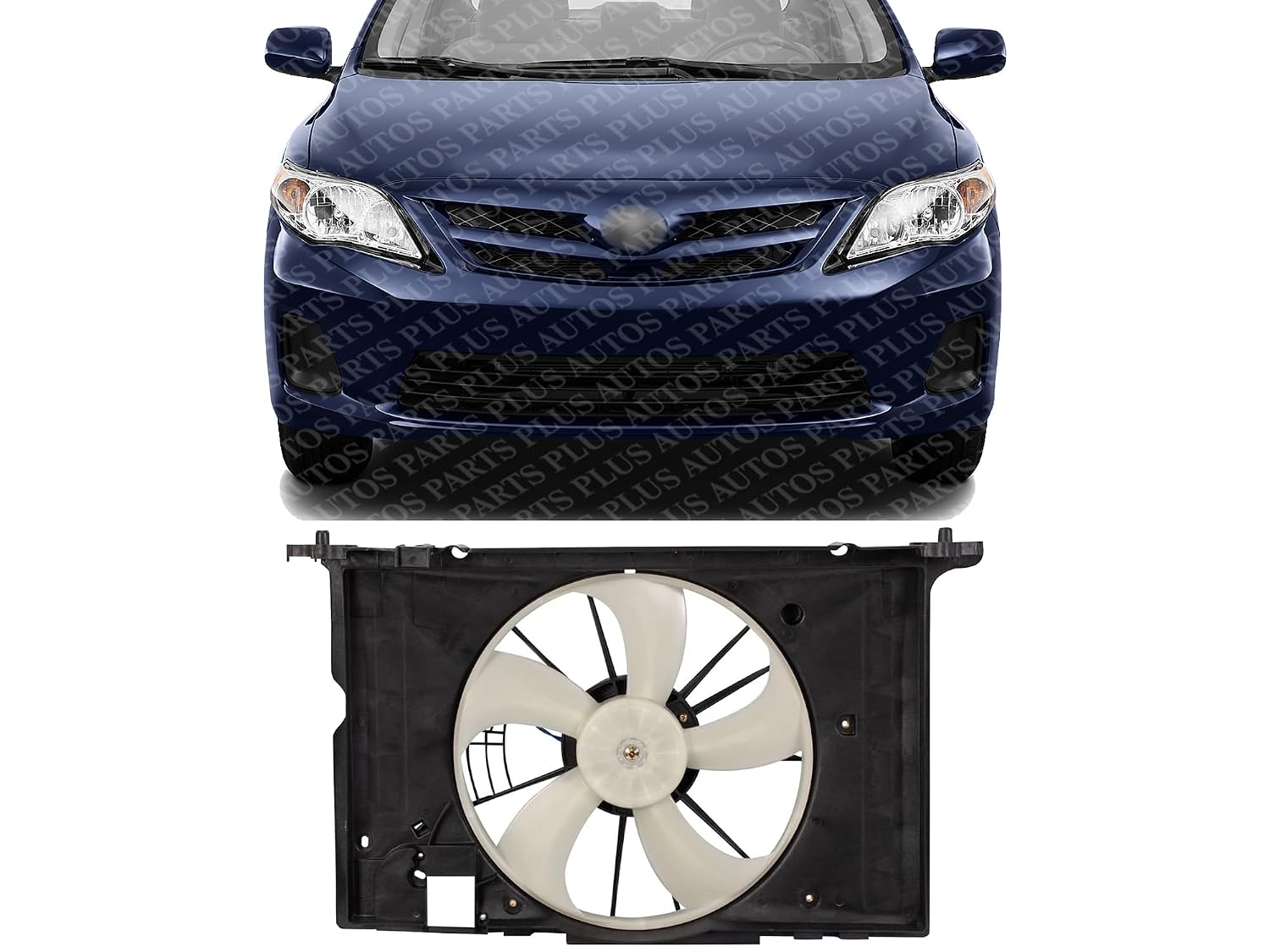 Front Radiator Cooling Fan Assembly Plastic Direct Replacement Compatible with 2009-2013 Toyota Corolla TO3115156 167110T040-PFM