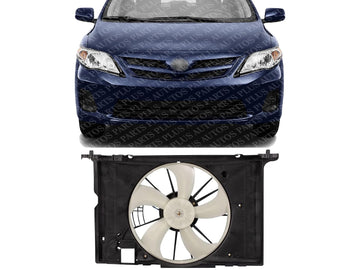 Front Radiator Cooling Fan Assembly Plastic Direct Replacement Compatible with 2009-2013 Toyota Corolla TO3115156 167110T040-PFM