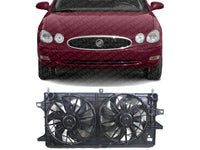 Front Radiator Dual Cooling Fan Assembly Plastic Direct Replacement Compatible with 2004-2008 Pontiac Grand Prix / 2005-2009 Buick Lacrosse GM3115180 89019107-PFM 89018446-PFM