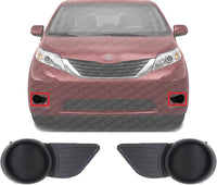 Set Of 2 Front Fog Light Cover Primed Plastic Left Driver & Right Passenger Side Direct Replacement Compatible With 2011-2017 Toyota Sienna TO1039169 TO1038169 5212708020 5212808020