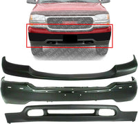 AUTOS PARTS PLUS Front Bumper Steel + Upper Cover + Lower Valance Panel Primed Direct Replacement Compatible With 1999-2002 GMC Sierra / 2001-2006 Yukon 1500 2500 GM1051105 GM1002374 GM1092171