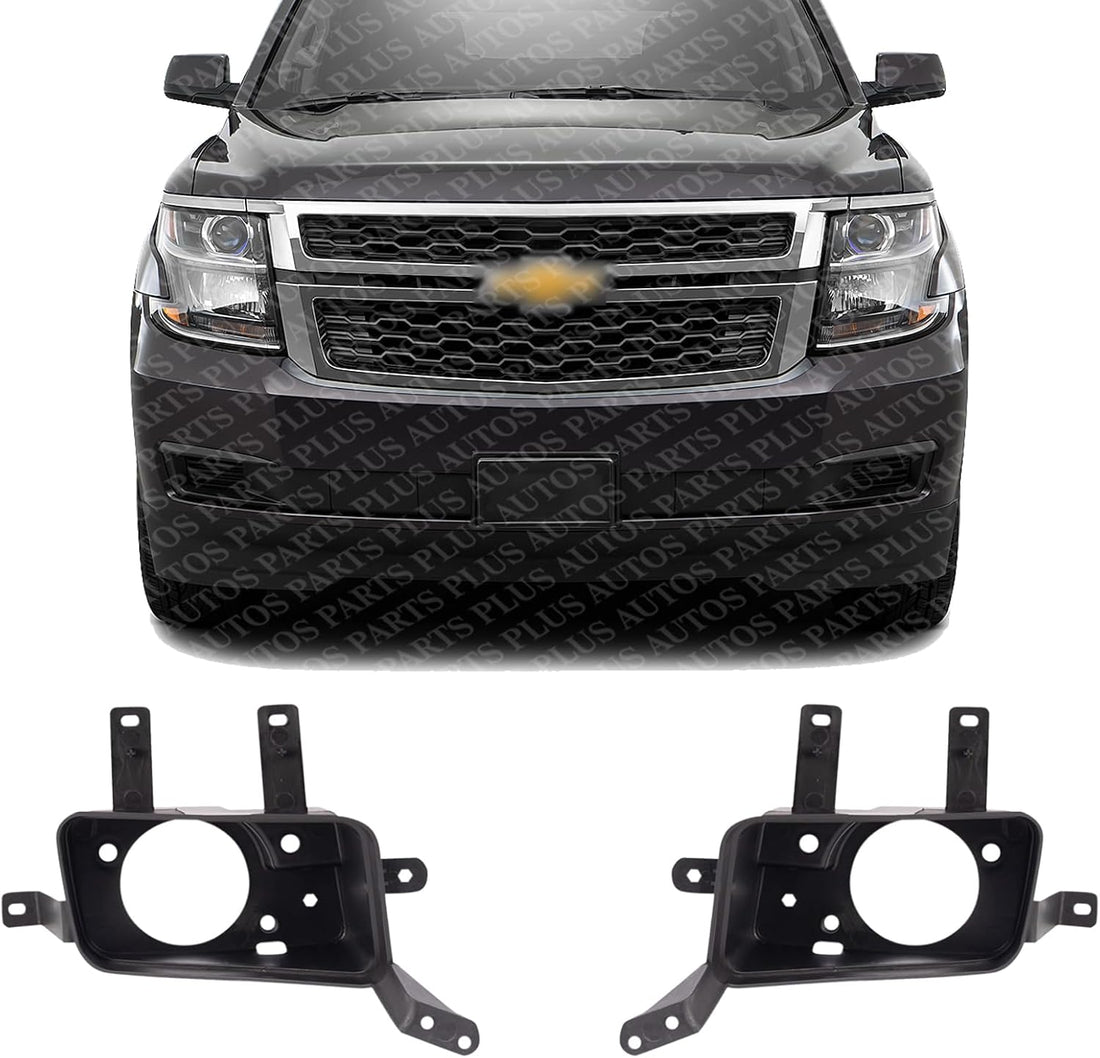 Set of 2 Front Fog Light Bracket Plastic Left Driver & Right Passenger Side Direct Replacement Compatible with 2015-2020 Chevrolet Suburban / GMC Yukon GM1039189 GM1038189 22936483