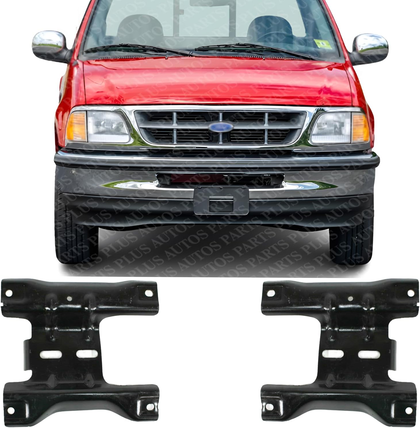 Set of 2 Front Bumper Mounting Plate Bracket Steel Right Passenger & Left Driver Side Direct Replacement Compatible with 1997-1998 F-150 / F-250 / Expedition FO1067115 FO1066115