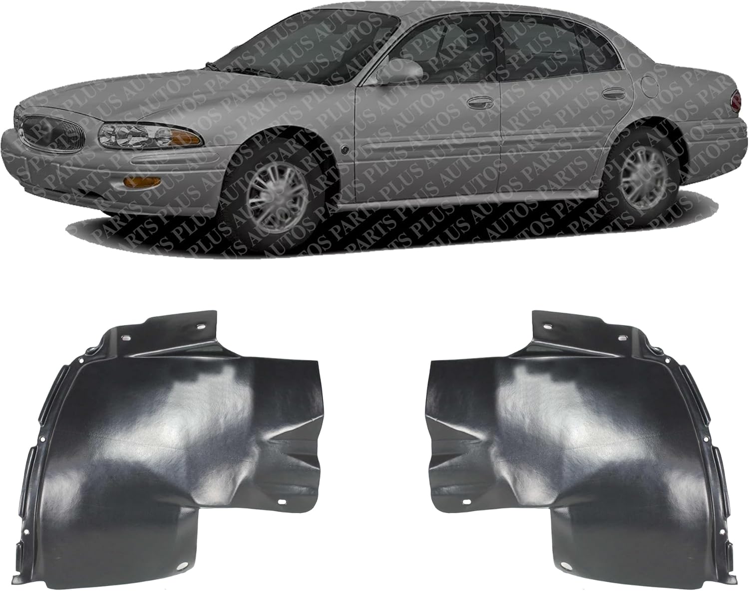 Set Of 2 Front Bumper End Cap Cover Extension Left Driver & Right Passenger Side Direct Replacement Compatible With 2000-2005 Buick LeSabre GM1005153 GM1004153 25693090 25693091