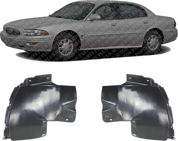 Set Of 2 Front Bumper End Cap Cover Extension Left Driver & Right Passenger Side Direct Replacement Compatible With 2000-2005 Buick LeSabre GM1005153 GM1004153 25693090 25693091