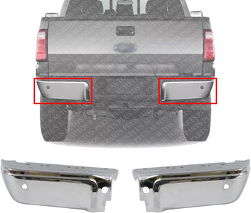 Set Of 2 Rear Step Bumper Face Bar Chrome Left Driver & Right Passenger Side Direct Replacement Compatible With 2008-2016 Ford F-Series FO1105121 FO1104121 9C3Z17906D-PFM