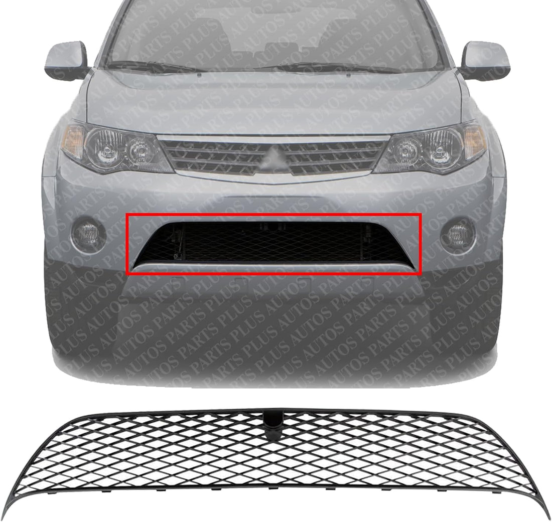 Front Bumper Lower Grille Primed Plastic Direct Replacement Compatible With 2007-2009 Mitsubishi Outlander MI1036100 6402A037