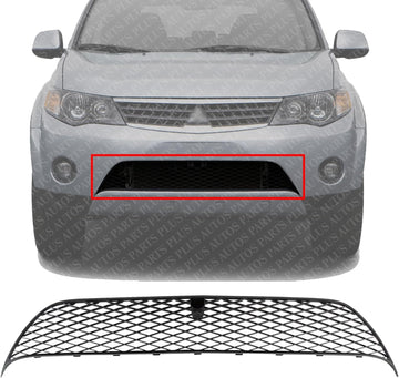 Front Bumper Lower Grille Primed Plastic Direct Replacement Compatible With 2007-2009 Mitsubishi Outlander MI1036100 6402A037