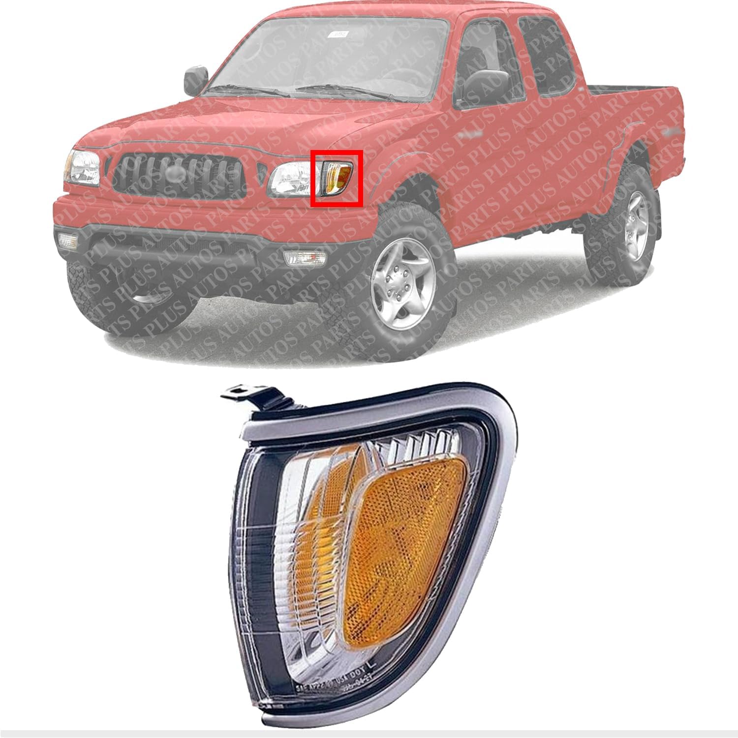 Front Turn Signal Light Assembly With Silver Trim Left Driver Side Direct Replacement Compatible With 2001-2004 Toyota Tacoma TO2520162 8162004090B0