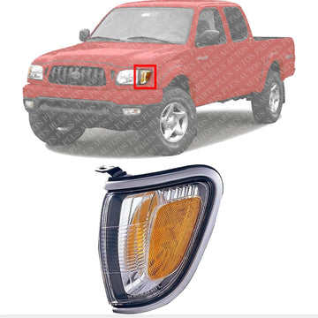 Front Turn Signal Light Assembly With Silver Trim Left Driver Side Direct Replacement Compatible With 2001-2004 Toyota Tacoma TO2520162 8162004090B0