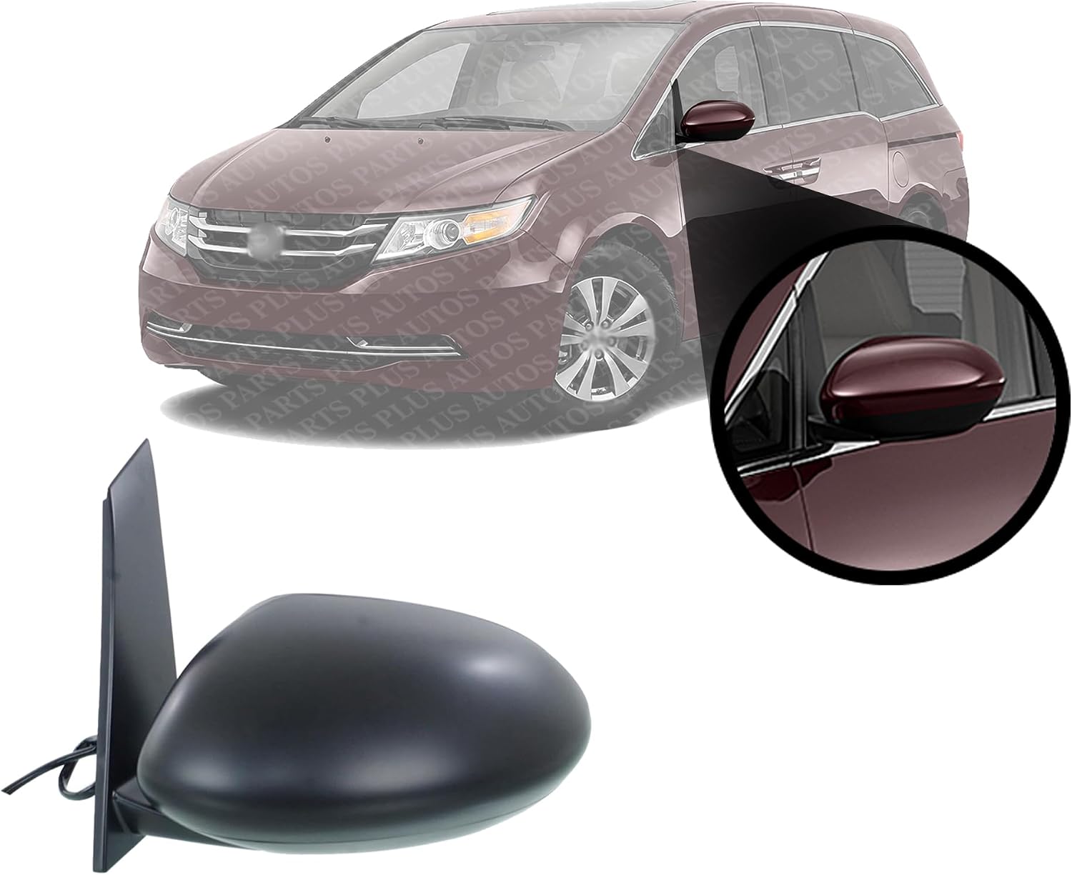 Front Power Mirror Manual Folding Non-Heated Primed Left Driver Side Direct Replacement Compatible With 2014-2017 Honda Odyssey HO1320277 76250TK8A41