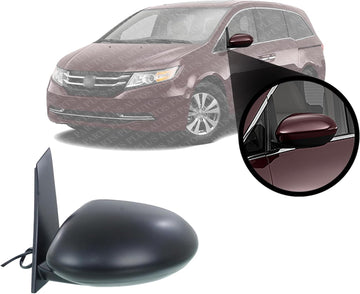 Front Power Mirror Manual Folding Non-Heated Primed Left Driver Side Direct Replacement Compatible With 2014-2017 Honda Odyssey HO1320277 76250TK8A41