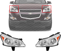Set Of 2 Front Head Light Assembly Plastic Left Driver & Right Passenger Side Direct Replacement Compatible With 2009-2012 Chevrolet Traverse GM2503330 GM2502330