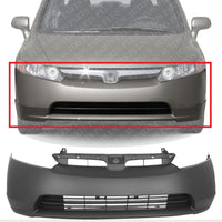 AUTOS PARTS PLUS Front Bumper Cover Primed Direct Replacement Compatible With 2006-2008 Honda Civic HO1000239 04711SNEA90ZZ
