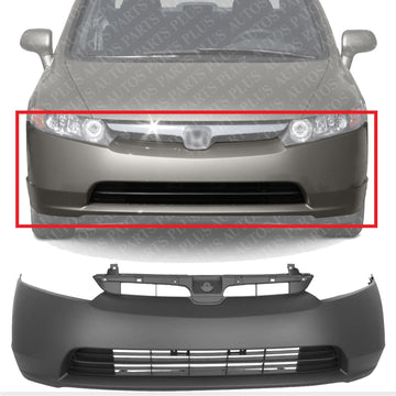 AUTOS PARTS PLUS Front Bumper Cover Primed Direct Replacement Compatible With 2006-2008 Honda Civic HO1000239 04711SNEA90ZZ