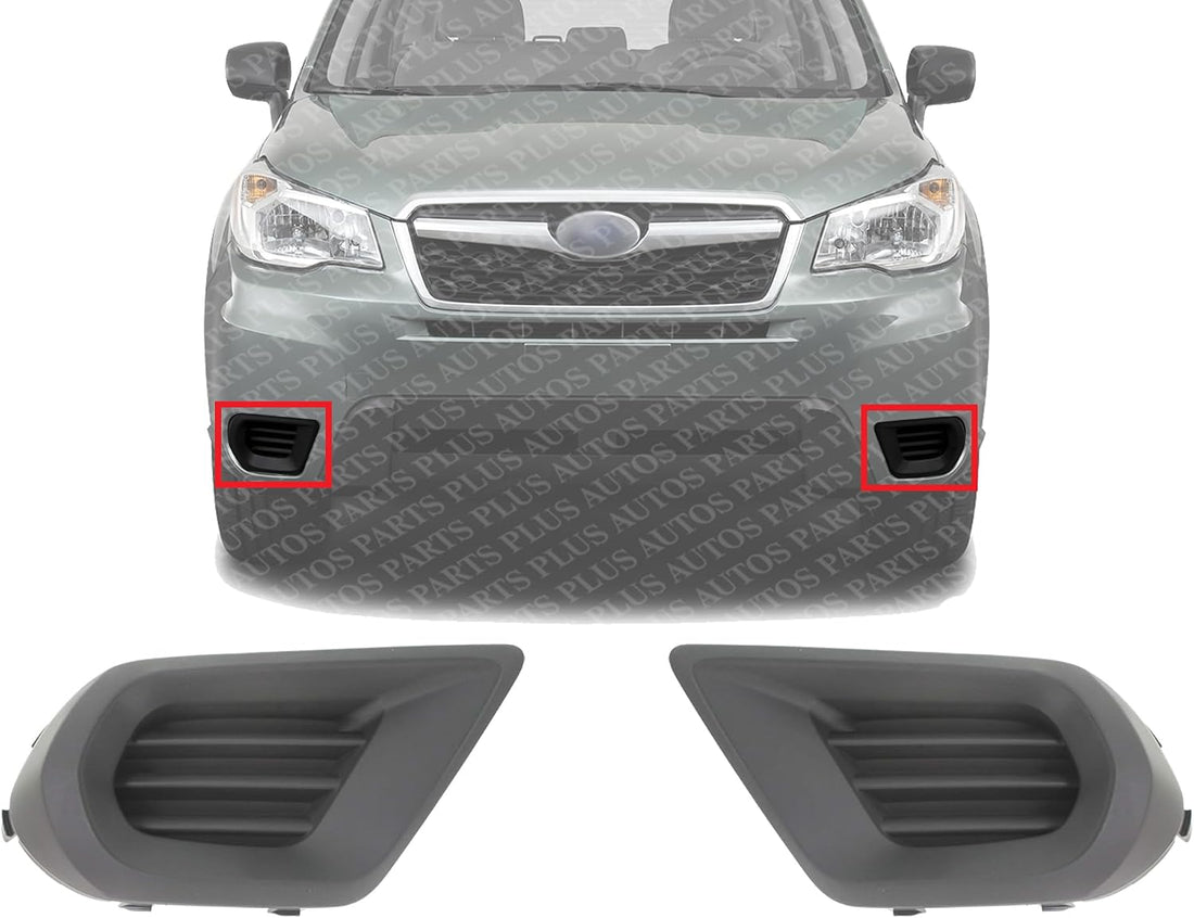 Set Of 2 Front Fog Light Cover Textured Plastic Left Driver & Right Passenger Side Direct Replacement Compatible With 2014-2016 Subaru Forester SU1038104 SU1039104