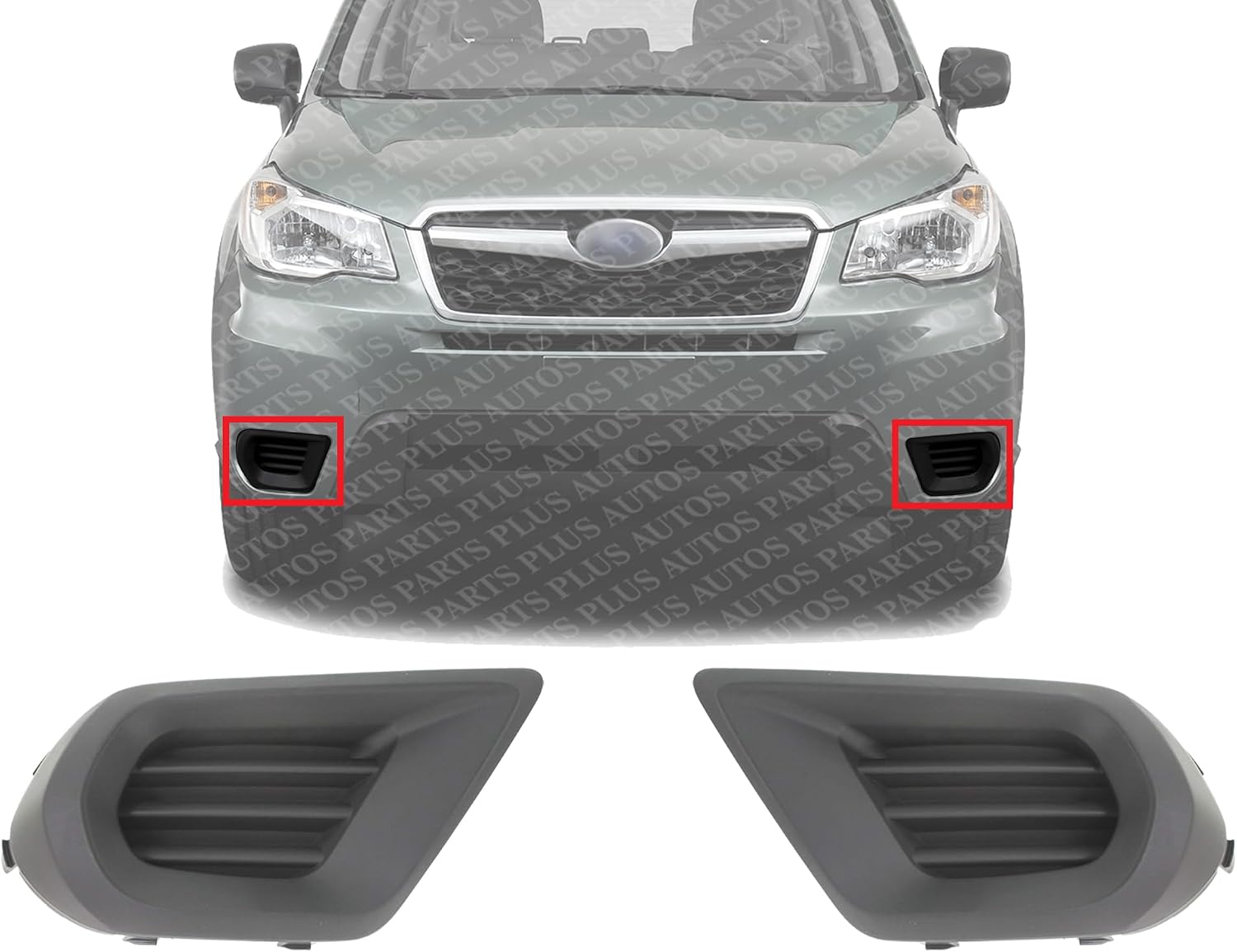 Set Of 2 Front Fog Light Cover Textured Plastic Left Driver & Right Passenger Side Direct Replacement Compatible With 2014-2016 Subaru Forester SU1038104 SU1039104