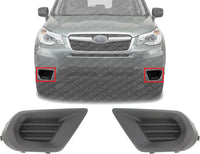 Set Of 2 Front Fog Light Cover Textured Plastic Left Driver & Right Passenger Side Direct Replacement Compatible With 2014-2016 Subaru Forester SU1038104 SU1039104