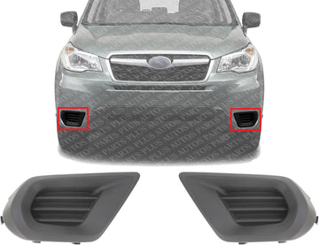 Set Of 2 Front Fog Light Cover Textured Plastic Left Driver & Right Passenger Side Direct Replacement Compatible With 2014-2016 Subaru Forester SU1038104 SU1039104