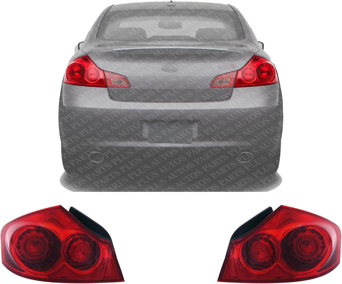Set Of 2 Tail Light Assembly Right Passenger & Left Driver Side Direct Replacement Compatible With 2009-2013 Infiniti G37 / 2007-2008 G35 / 2015 Q40 / 2011-2012 G25 IN2801118