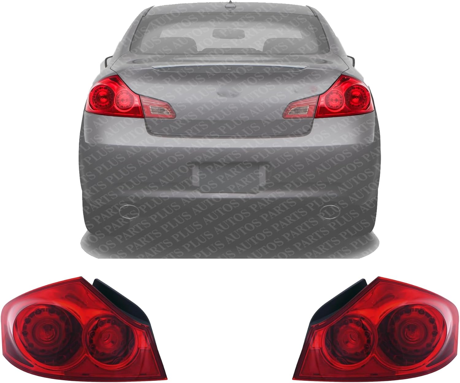 Set Of 2 Tail Light Assembly Right Passenger & Left Driver Side Direct Replacement Compatible With 2009-2013 Infiniti G37 / 2007-2008 G35 / 2015 Q40 / 2011-2012 G25 IN2801118