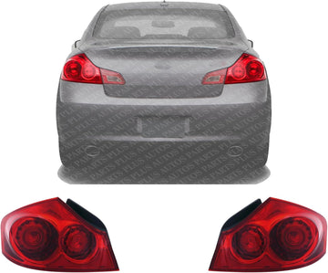 Set Of 2 Tail Light Assembly Right Passenger & Left Driver Side Direct Replacement Compatible With 2009-2013 Infiniti G37 / 2007-2008 G35 / 2015 Q40 / 2011-2012 G25 IN2801118