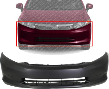 Front Bumper Cover Primed Without Fog Light Holes Direct Replacement For 2012 Honda Civic Sedan DX HF LX HO1000280 04711TR3A90ZZ