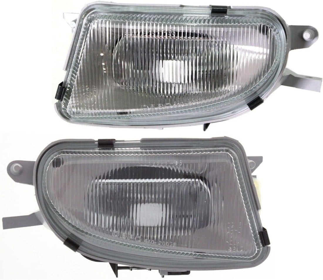 Set Of 2 Front Fog Light Assembly Right Passenger & Left Driver Side Direct Replacement Compatible With 1998-2000 Mercedes Benz C43 AMG / 2000-2002 E430 MB2592101 MB2593101 1708200156