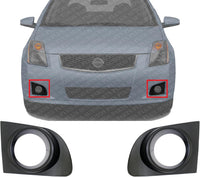Set Of 2 Front Fog Light Molding Textured Plastic Left Driver & Right Passenger Side Direct Replacement Compatible With 2007-2012 Nissan Sentra NI1039110 NI1038110