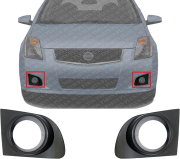 Set Of 2 Front Fog Light Molding Textured Plastic Left Driver & Right Passenger Side Direct Replacement Compatible With 2007-2012 Nissan Sentra NI1039110 NI1038110