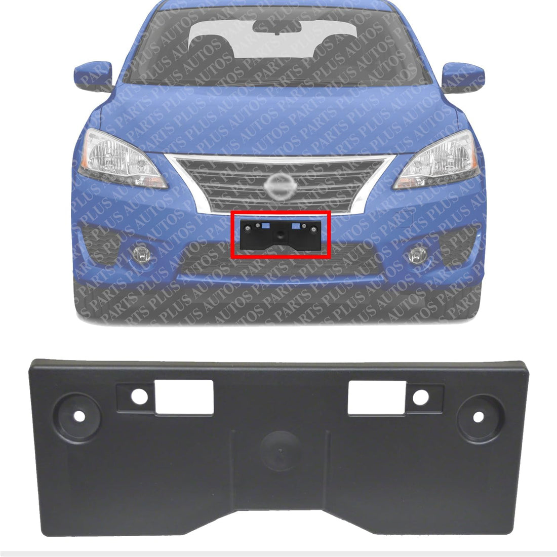 Front License Plate Brackets Textured Direct Replacement Compatible with 2013-2015 Nissan Sentra NI1068116 962103SH0A