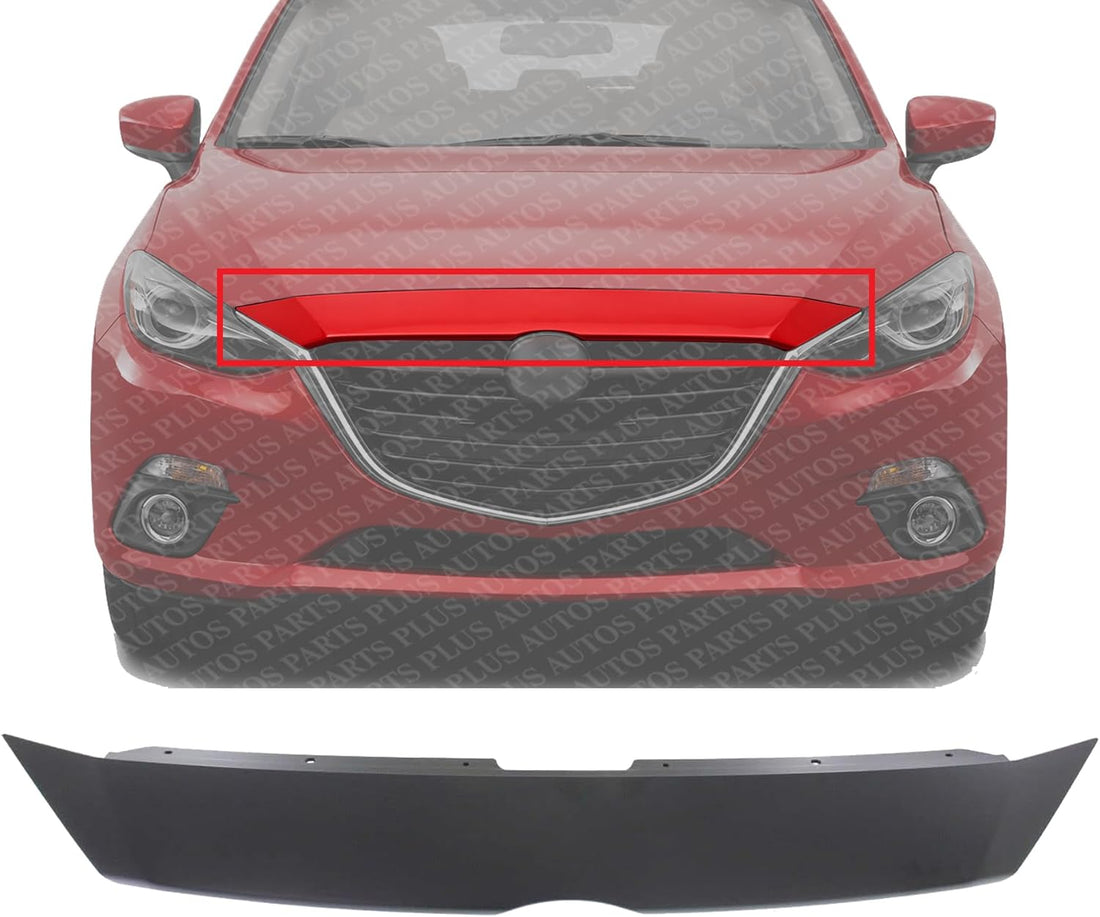 Front Bumper Upper Grille Cover Primed Plastic Direct Replacement Compatible With 2014-2016 Mazda 3 / Sport MA1201100 BJS75003351 BHN15003351
