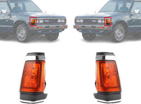 Set Of 2 Front Corner Lights Assembly With Chrome Trim Right Passenger & Left Driver Side Direct Replacement Compatible With 1983-1986 Nissan 720 NI2551102 NI2550102 2618010W00