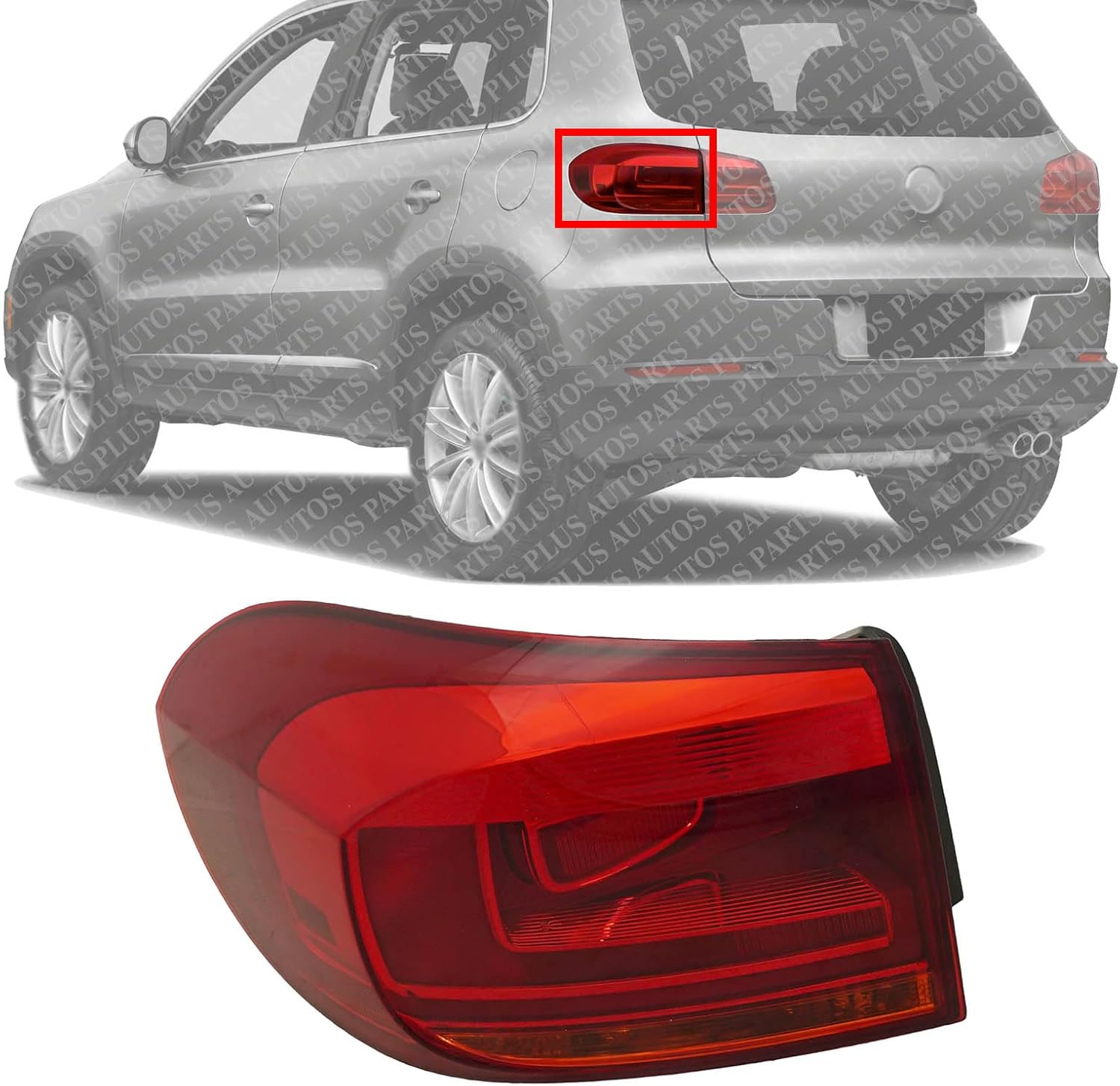 Tail Light Outer Assembly Left Driver Side Direct Replacement Compatible With Compatible With 2012-2017 Volkswagen Tiguan / 2017-2018 Limited VW2804110 5N0945095R