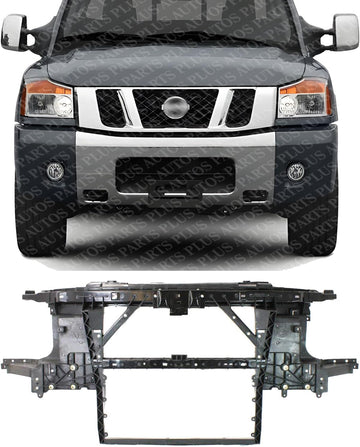 Front Radiator Support Assembly Plastic With Steel Direct Replacement Compatible With 2004-2010 Nissan Titan NI1225162 625007S026