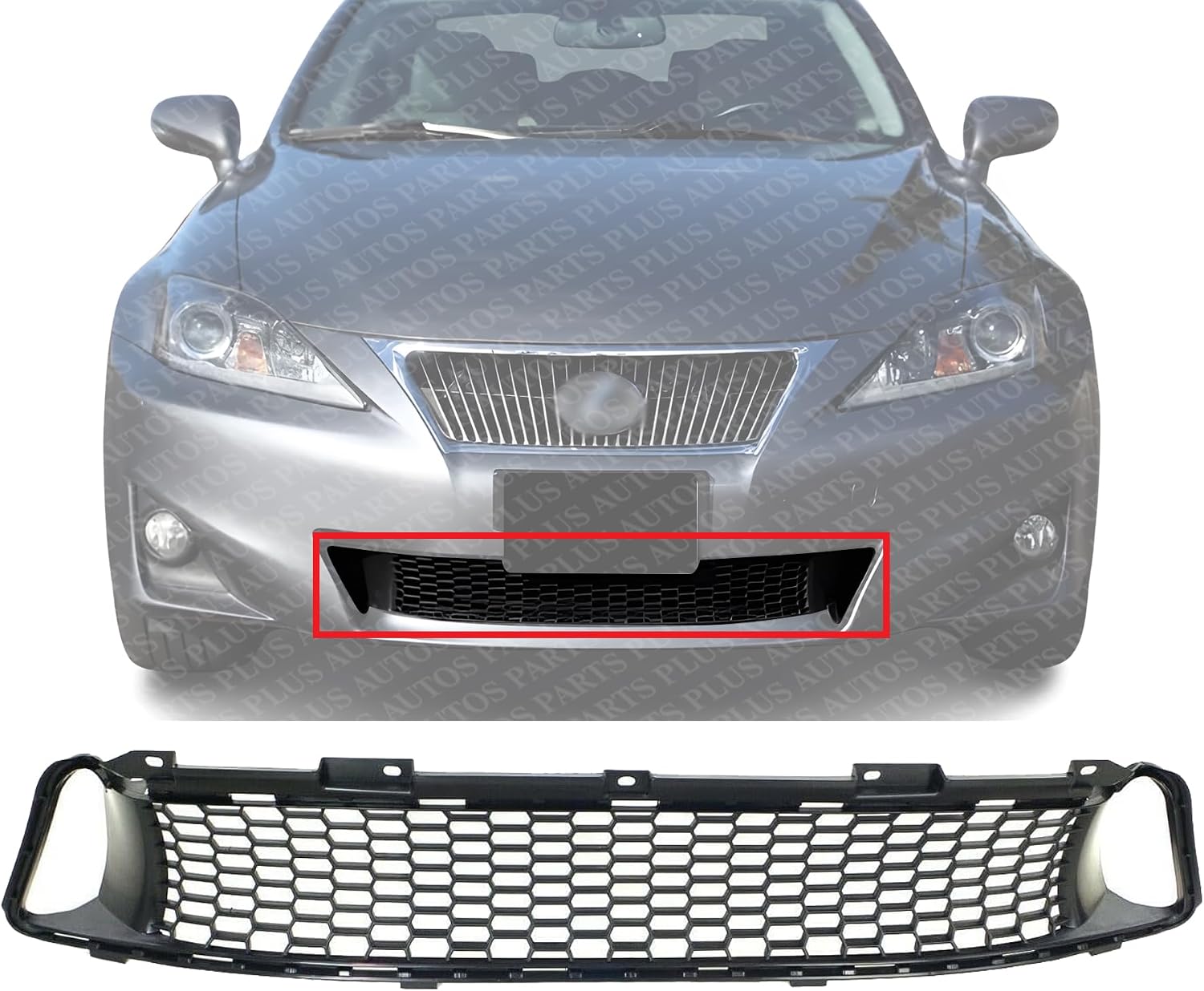 Front Bumper Grille Cover Primed Plastic Direct Replacement Compatible With 2011-2013 Lexus IS250 / IS350 LX1036118 5311353020