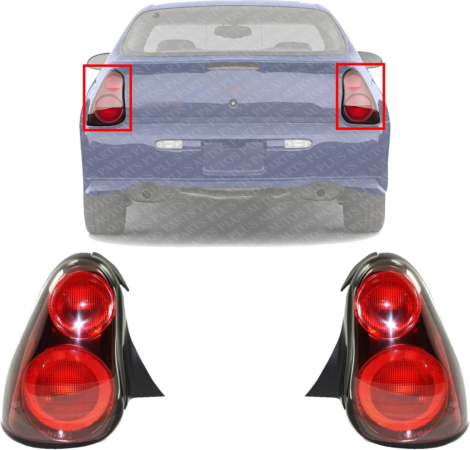 Set Of 2 Tail Light Assembly Right Passenger & Left Driver Side Direct Replacement Compatible With 2000-2005 Chevrolet Monte Carlo GM2801180 GM2800180 10326669 10326670
