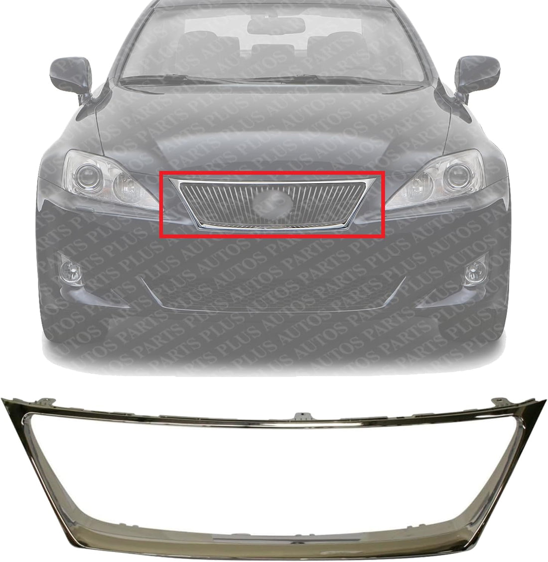 Front Grille Frame Molding Chrome Direct Replacement Compatible With 2006-2008 Lexus IS250 / IS350 LX1210100 5271153010