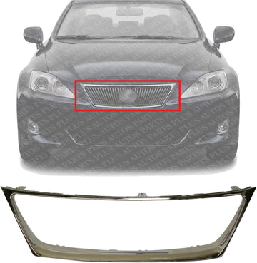 Front Grille Frame Molding Chrome Direct Replacement Compatible With 2006-2008 Lexus IS250 / IS350 LX1210100 5271153010