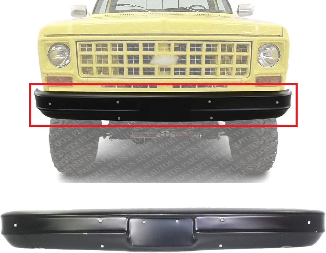 Front Bumper Primed Steel Without Impact Strip Holes Direct Replacement Compatible With 1973-1980 Chevrolet/GMC C/K Series GM1002256 6262158