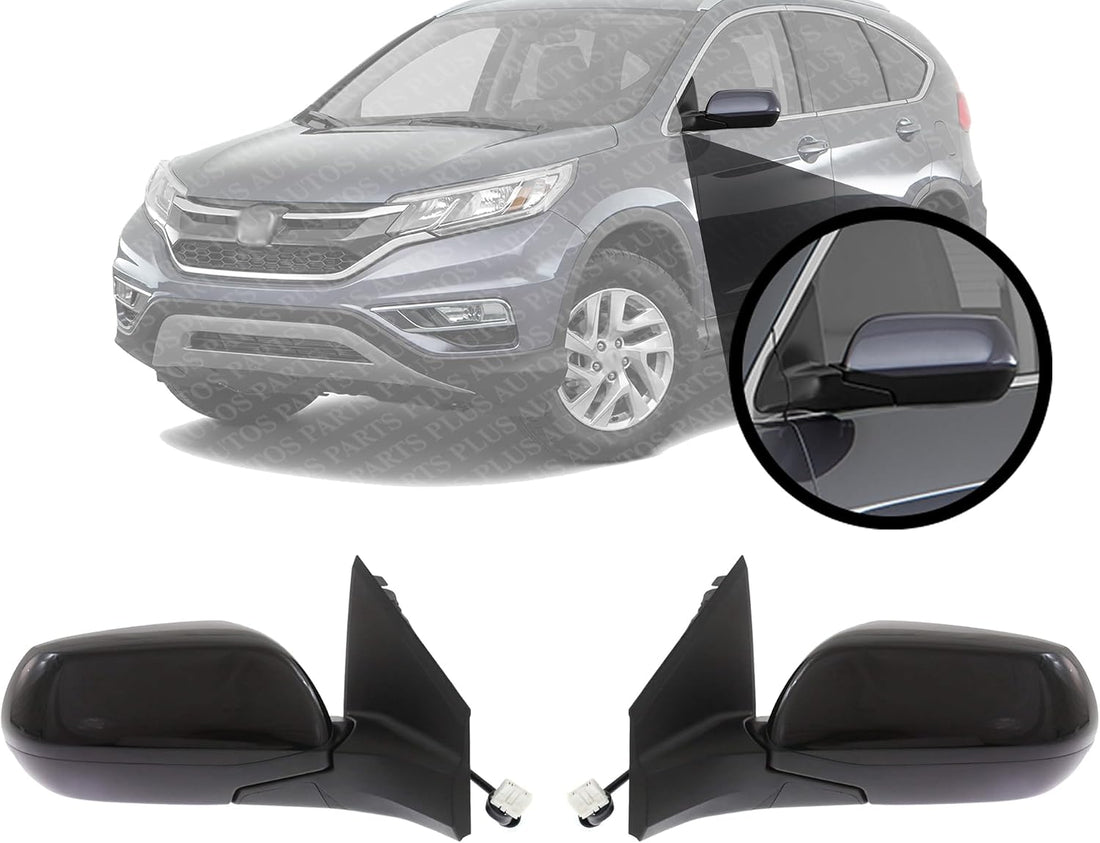 Set Of 2 Front Power Mirror Manual Folding Heated Primed Right Passenger & Left Driver Side Direct Replacement Compatible With 2016 Honda CR-V HO1320295 HO1321295 76208T1WA11-PFM