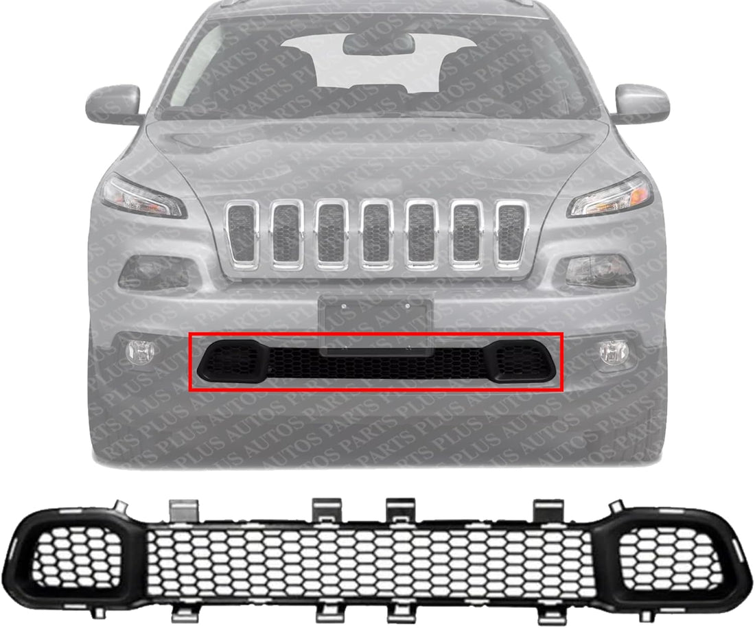 Front Bumper Grille Textured Direct Replacement Compatible With 2014-2018 Jeep Cherokee CH1036126 68203216AA