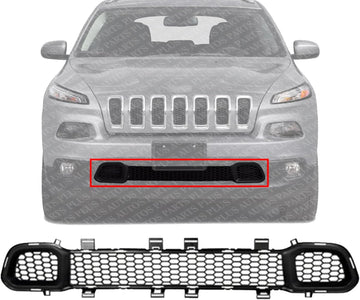 Front Bumper Grille Textured Direct Replacement Compatible With 2014-2018 Jeep Cherokee CH1036126 68203216AA