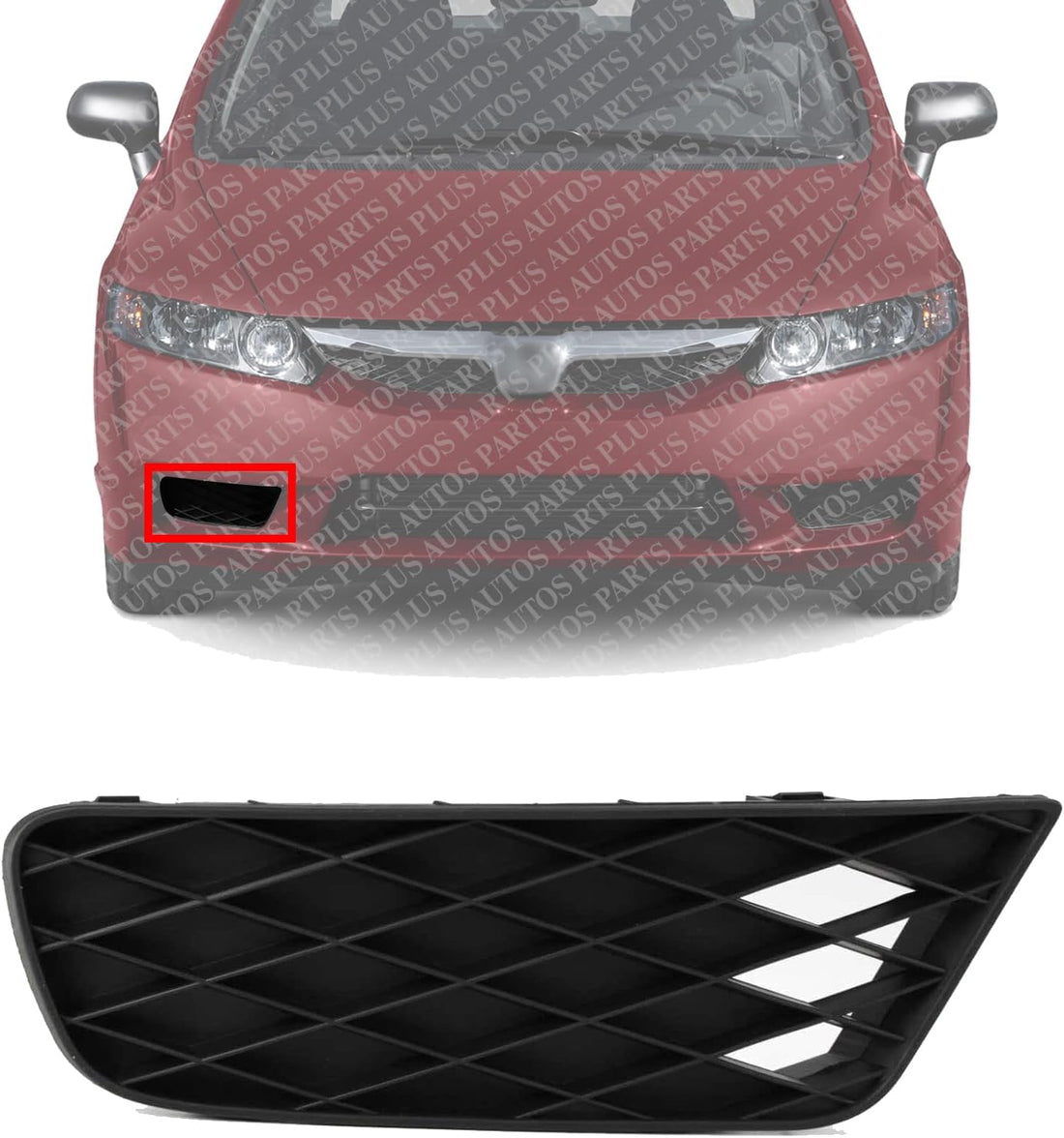 AUTOS PARTS PLUS Front Fog Light Lower Outer Cover Right Passenger Side Direct Replacement Compatible With 2009-2011 Honda Civic HO1039100 71106SNAA50