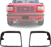 Set Of 2 Front Head Light Door Bezel Primed Left Driver & Right Passenger Side Direct Replacement Compatible With 1992-1997 Ford F-Series ‎FO2513135 FO2512131 F3TZ13064AAA