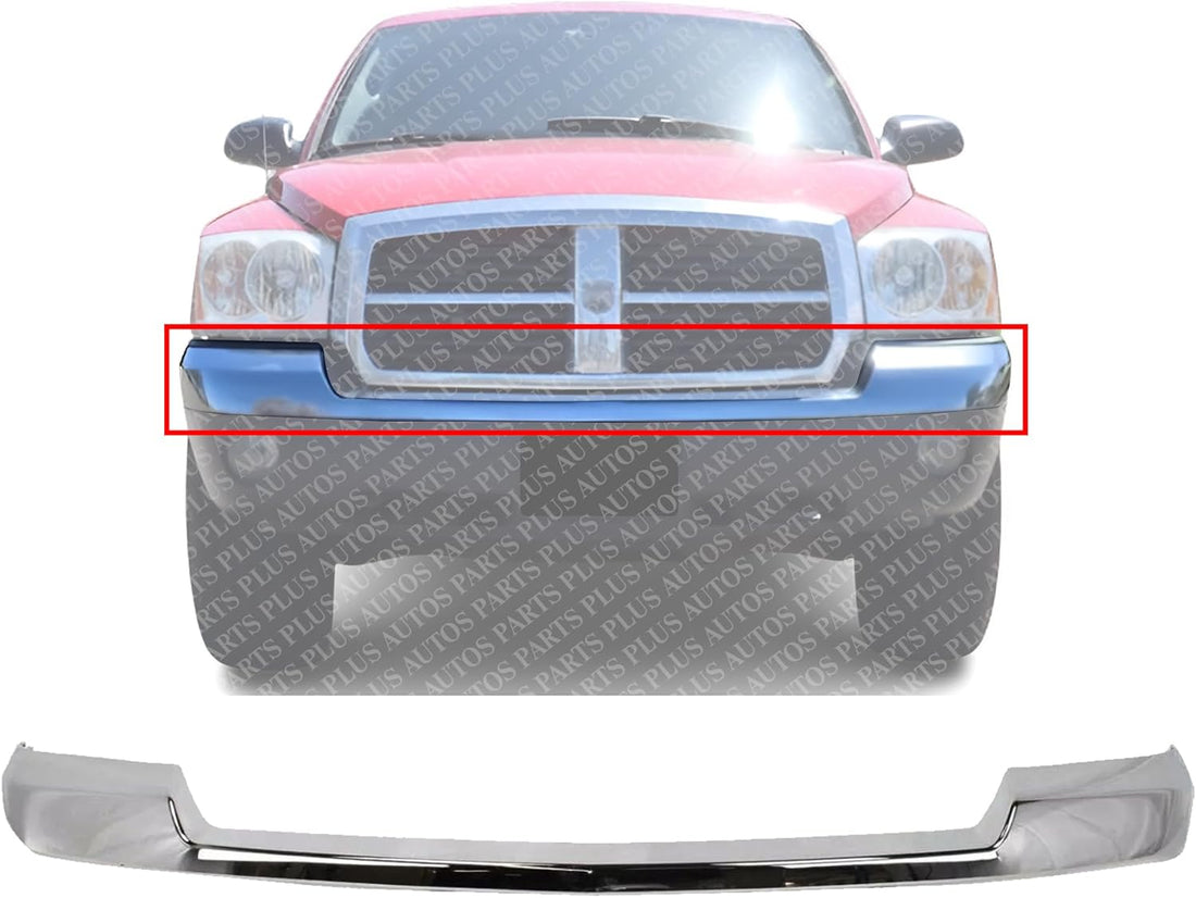 Front Bumper Upper Molding Plastic Chrome Direct Replacement Compatible With 2005-2007 Dodge Dakota CH1044102 55077646AC