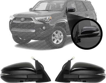 Set Of 2 Front Power Mirror Manual Folding Heated Primed Right Passenger & Left Driver Side Direct Replacement Compatible With 2014-2018 Toyota 4Runner TO1321312 TO1320312